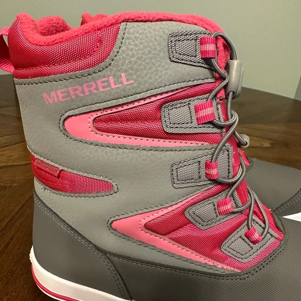 Merrell Girls Waterproof Snow Winter Boots Grey Pink
